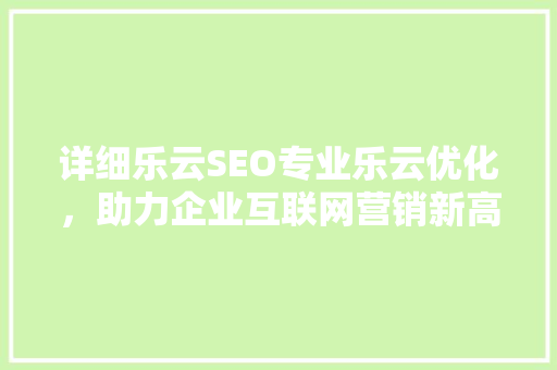 详细乐云SEO专业乐云优化，助力企业互联网营销新高度