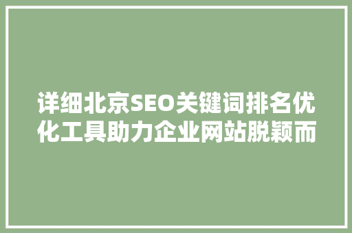详细北京SEO关键词排名优化工具助力企业网站脱颖而出