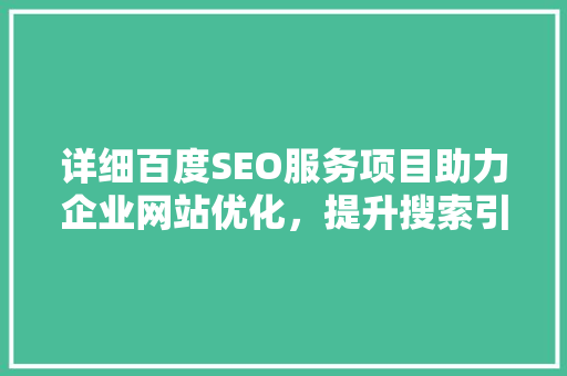 详细百度SEO服务项目助力企业网站优化，提升搜索引擎排名