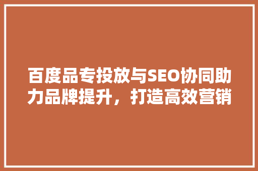 百度品专投放与SEO协同助力品牌提升，打造高效营销步骤