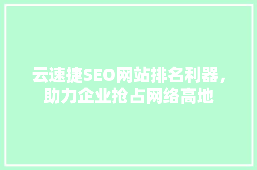 云速捷SEO网站排名利器，助力企业抢占网络高地