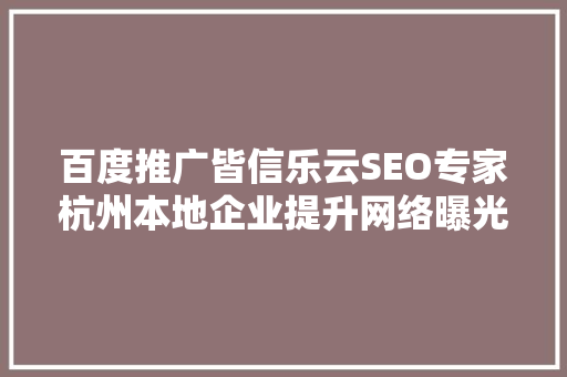 百度推广皆信乐云SEO专家杭州本地企业提升网络曝光率的秘密武器