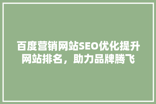 百度营销网站SEO优化提升网站排名，助力品牌腾飞