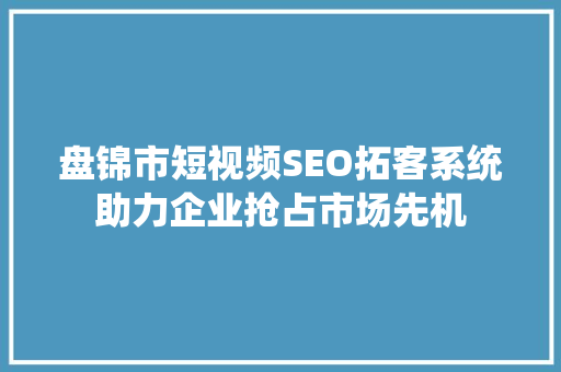盘锦市短视频SEO拓客系统助力企业抢占市场先机