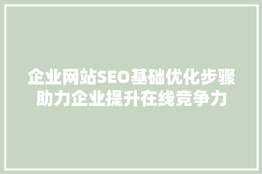 企业网站SEO基础优化步骤助力企业提升在线竞争力