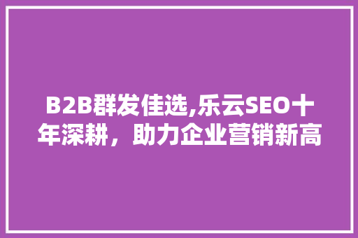 B2B群发佳选,乐云SEO十年深耕，助力企业营销新高度