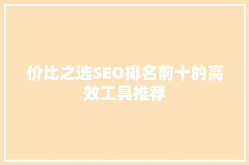 价比之选SEO排名前十的高效工具推荐