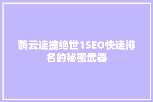 酶云速捷绝世1SEO快速排名的秘密武器