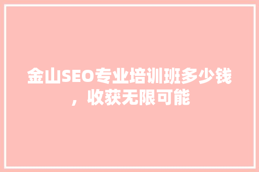 金山SEO专业培训班多少钱，收获无限可能