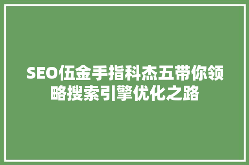 SEO伍金手指科杰五带你领略搜索引擎优化之路