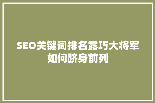SEO关键词排名露巧大将军如何跻身前列
