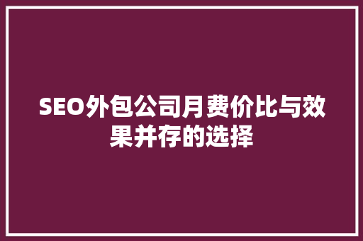 SEO外包公司月费价比与效果并存的选择