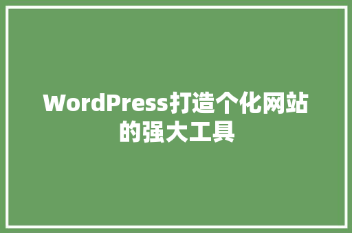 WordPress打造个化网站的强大工具
