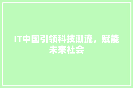 IT中国引领科技潮流，赋能未来社会