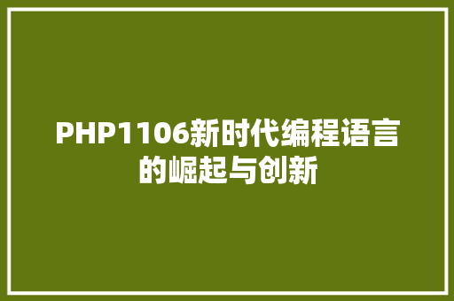 PHP1106新时代编程语言的崛起与创新