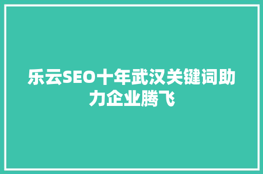 乐云SEO十年武汉关键词助力企业腾飞