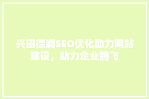 兴田德润SEO优化助力网站建设，助力企业腾飞