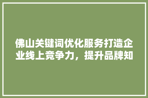 佛山关键词优化服务打造企业线上竞争力，提升品牌知名度