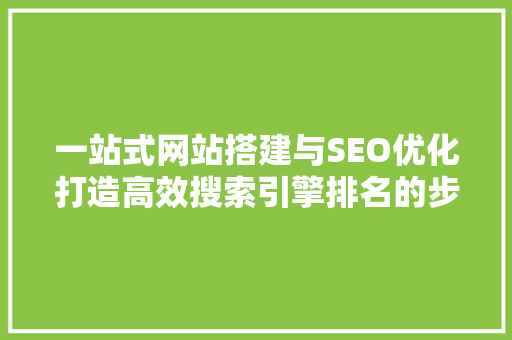 一站式网站搭建与SEO优化打造高效搜索引擎排名的步骤