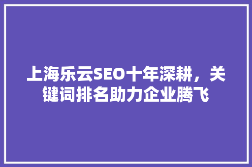 上海乐云SEO十年深耕，关键词排名助力企业腾飞