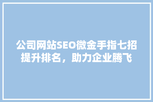 公司网站SEO微金手指七招提升排名，助力企业腾飞