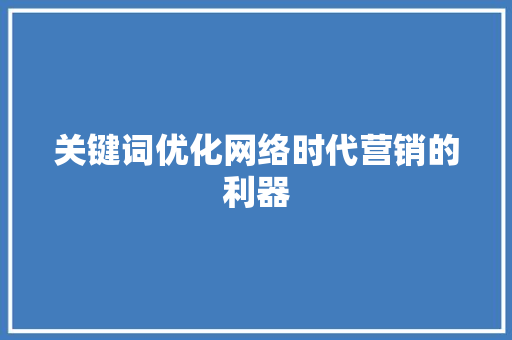 关键词优化网络时代营销的利器