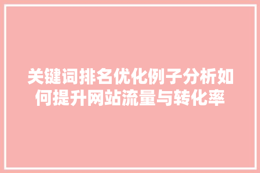 关键词排名优化例子分析如何提升网站流量与转化率