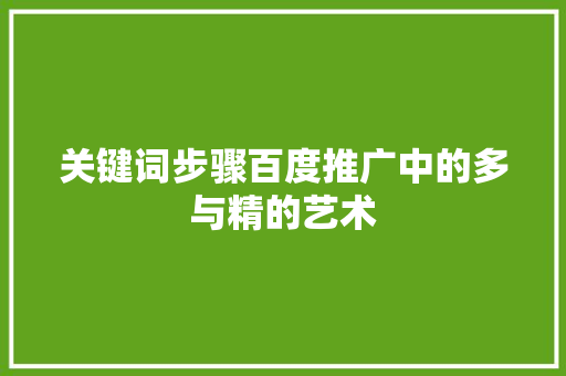 关键词步骤百度推广中的多与精的艺术