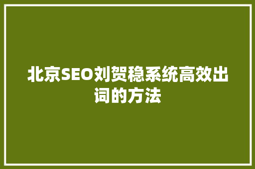 北京SEO刘贺稳系统高效出词的方法