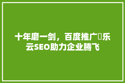 十年磨一剑，百度推广乚乐云SEO助力企业腾飞
