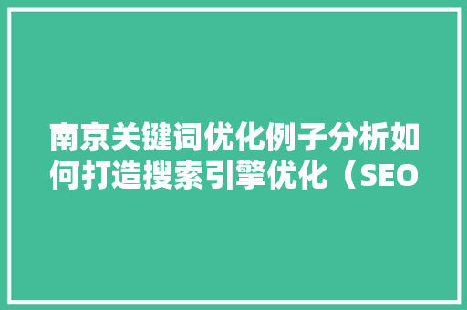 南京关键词优化例子分析如何打造搜索引擎优化（SEO）的典范