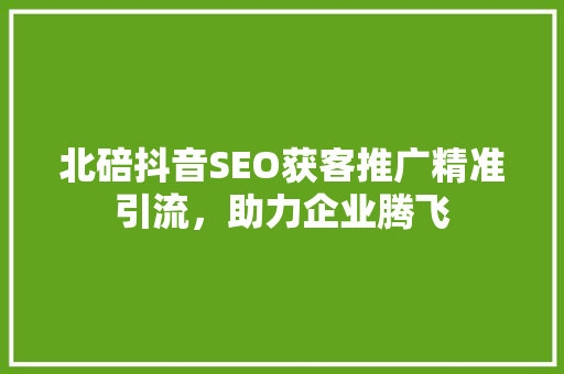 北碚抖音SEO获客推广精准引流，助力企业腾飞