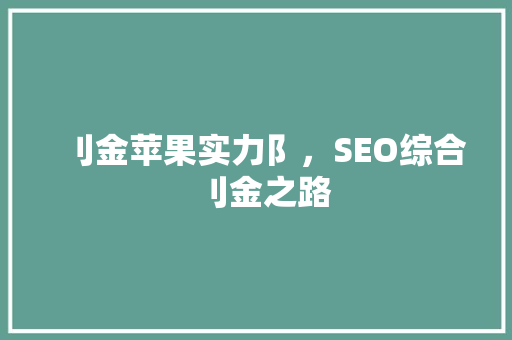 刂金苹果实力阝，SEO综合刂金之路