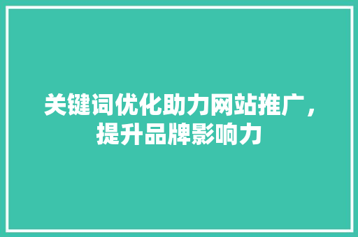 关键词优化助力网站推广，提升品牌影响力