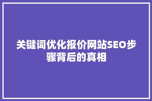 关键词优化报价网站SEO步骤背后的真相