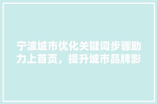 宁波城市优化关键词步骤助力上首页，提升城市品牌影响力