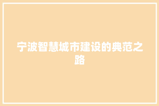 宁波智慧城市建设的典范之路