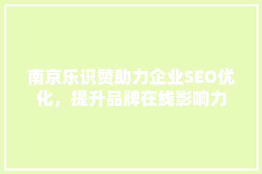 南京乐识赞助力企业SEO优化，提升品牌在线影响力
