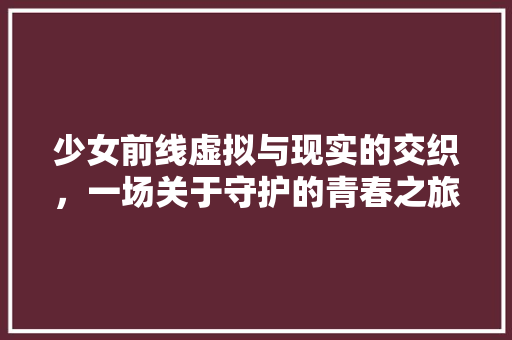 少女前线虚拟与现实的交织，一场关于守护的青春之旅
