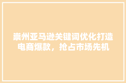 崇州亚马逊关键词优化打造电商爆款，抢占市场先机