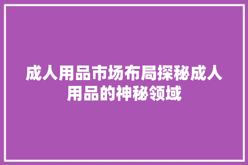 成人用品市场布局探秘成人用品的神秘领域