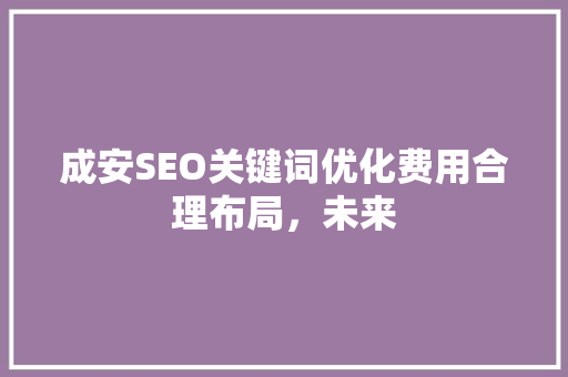 成安SEO关键词优化费用合理布局，未来