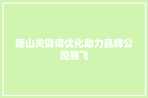 唐山关键词优化助力品牌公司腾飞