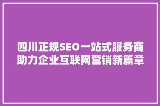 四川正规SEO一站式服务商助力企业互联网营销新篇章
