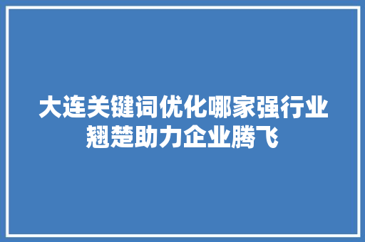 大连关键词优化哪家强行业翘楚助力企业腾飞