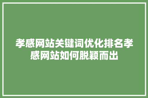 孝感网站关键词优化排名孝感网站如何脱颖而出