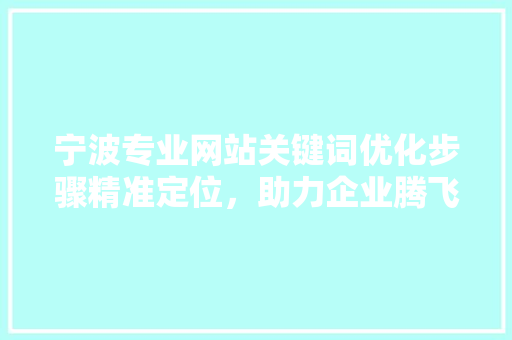 宁波专业网站关键词优化步骤精准定位，助力企业腾飞