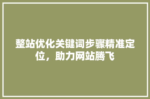整站优化关键词步骤精准定位，助力网站腾飞