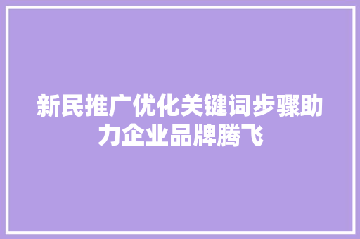 新民推广优化关键词步骤助力企业品牌腾飞
