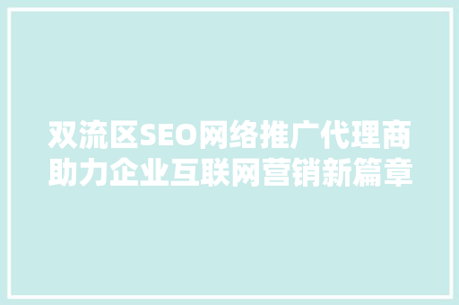 双流区SEO网络推广代理商助力企业互联网营销新篇章